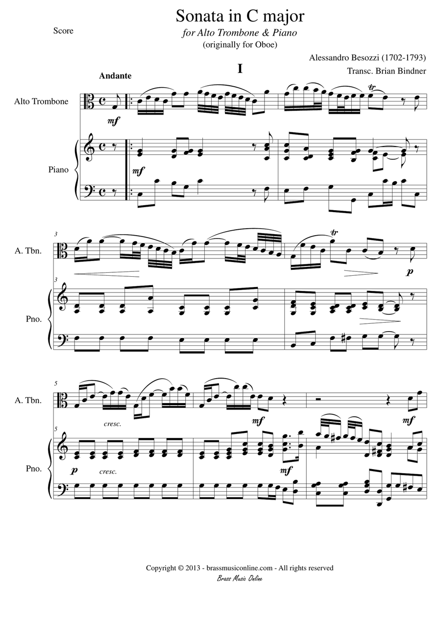 Sonata in C major Trombone Duet scores gallery preview page 1