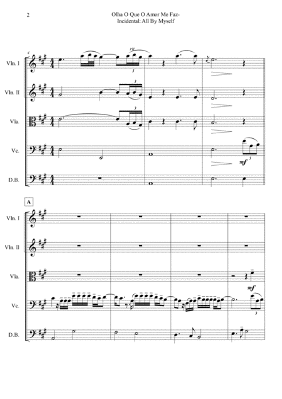 Olha O Que O Amor Me Faz- Incidental: All By Myself String Quartet scores gallery preview page 2