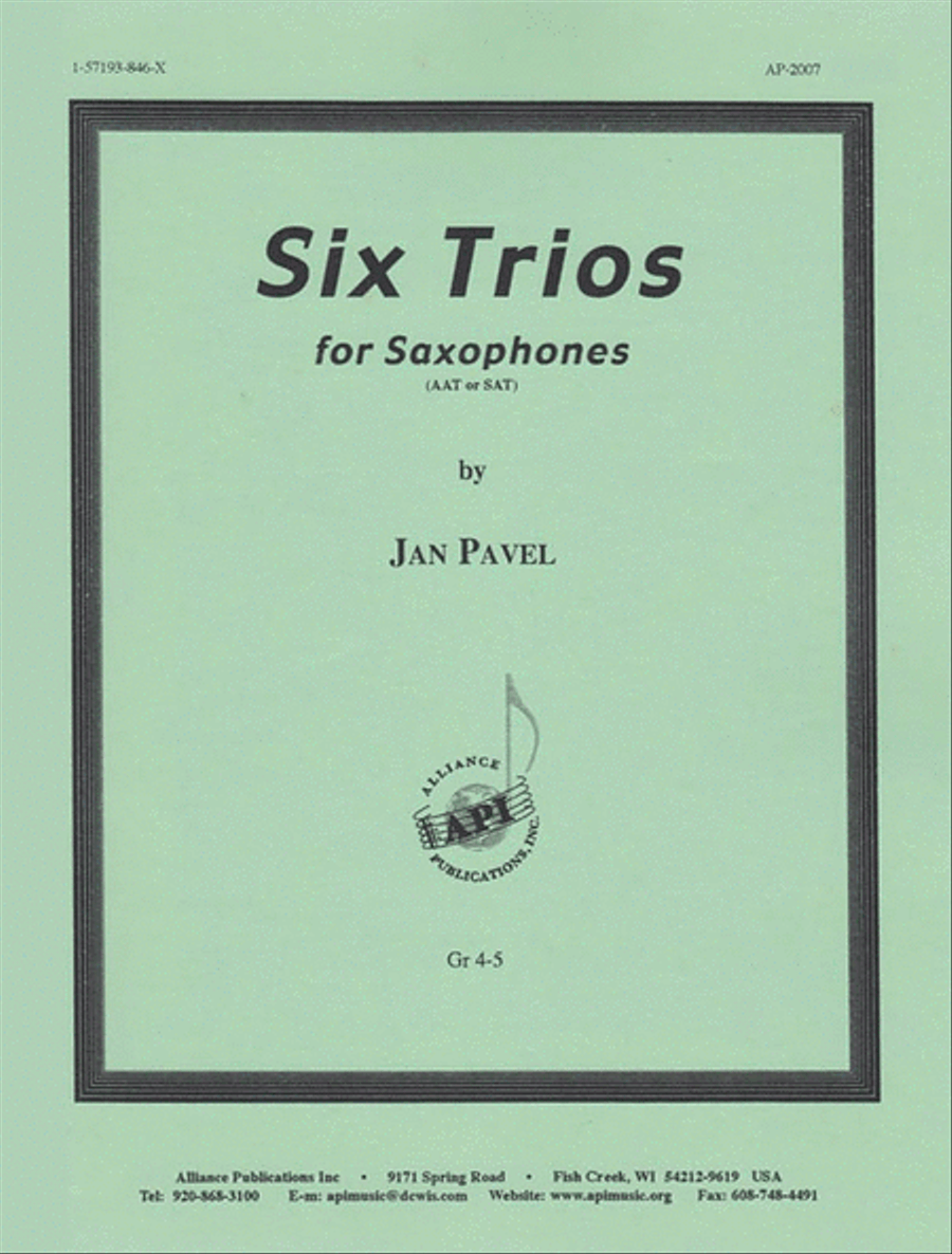 Six Trios For 3 Saxes - Sat Or Aat SAT scores gallery preview page 1