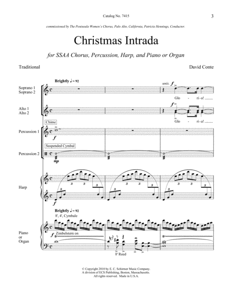 Christmas Intrada (Downloadable SSAA Full Score Version 2)