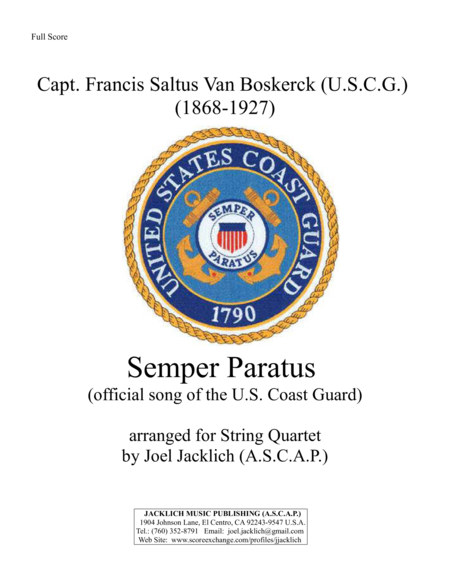 Semper Paratus (Official Song of the U. S. Coast Guard) for String Quartet image number null