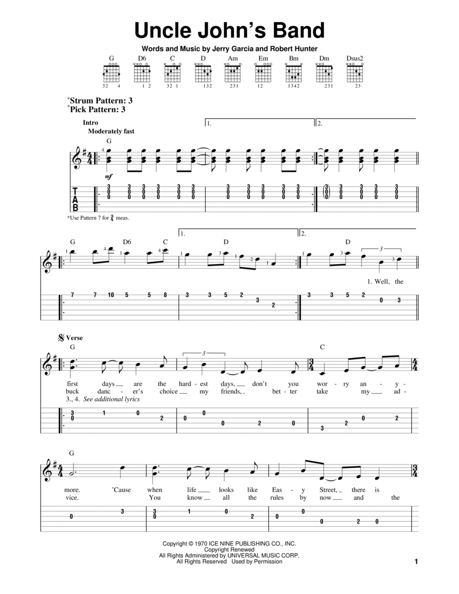 Uncle John's Band Uncle John's Band Acoustic Guitar scores gallery preview page 1