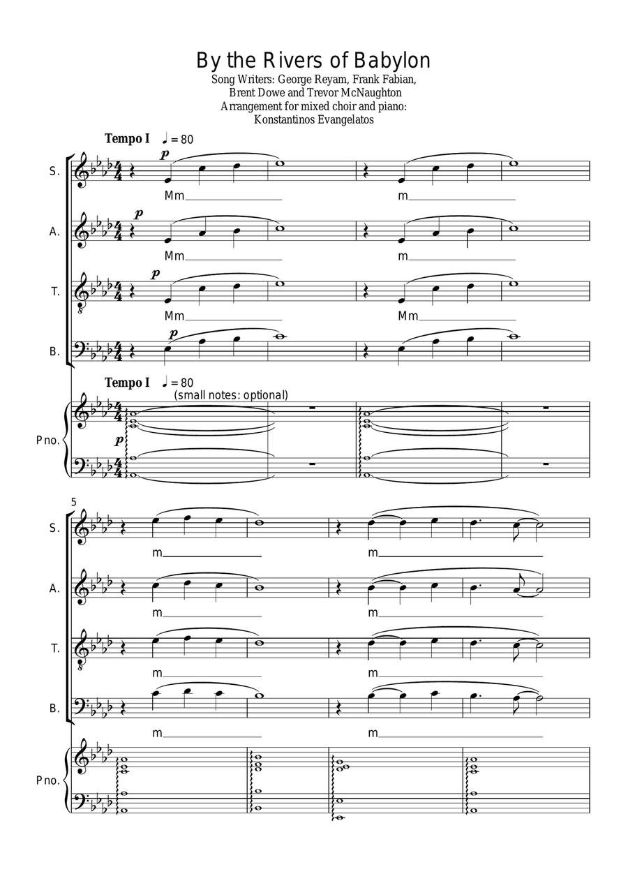 Rivers Of Babylon 4-Part scores gallery preview page 2