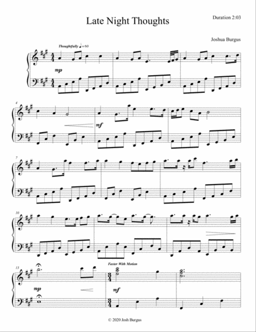Late Night Thoughts Piano Solo scores gallery preview page 1