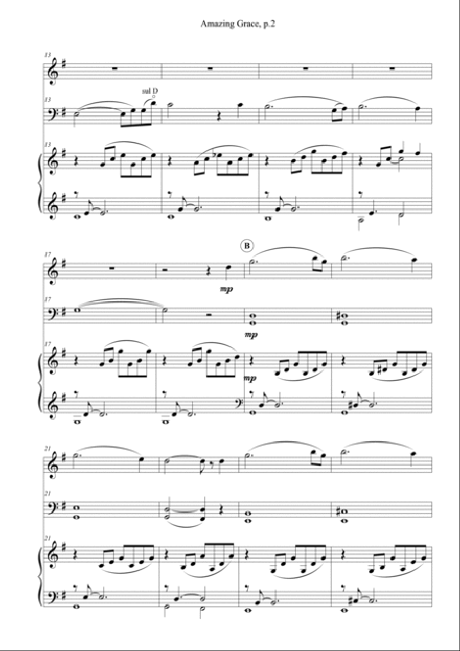 Amazing Grace for Flute, Cello, Piano Flute scores gallery preview page 4