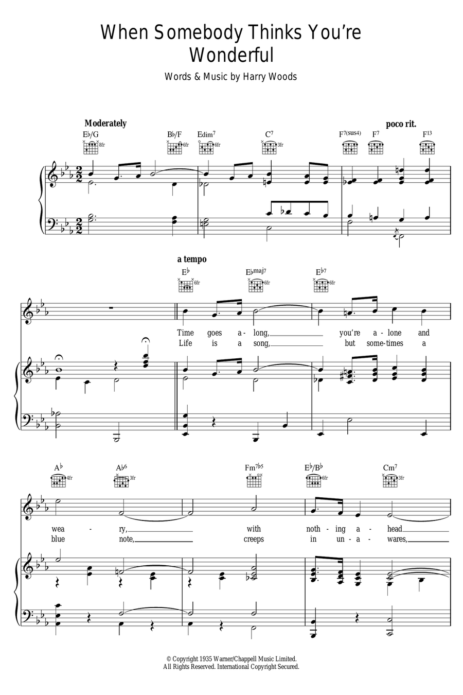 When Somebody Thinks You're Wonderful Piano, Vocal scores gallery preview page 1