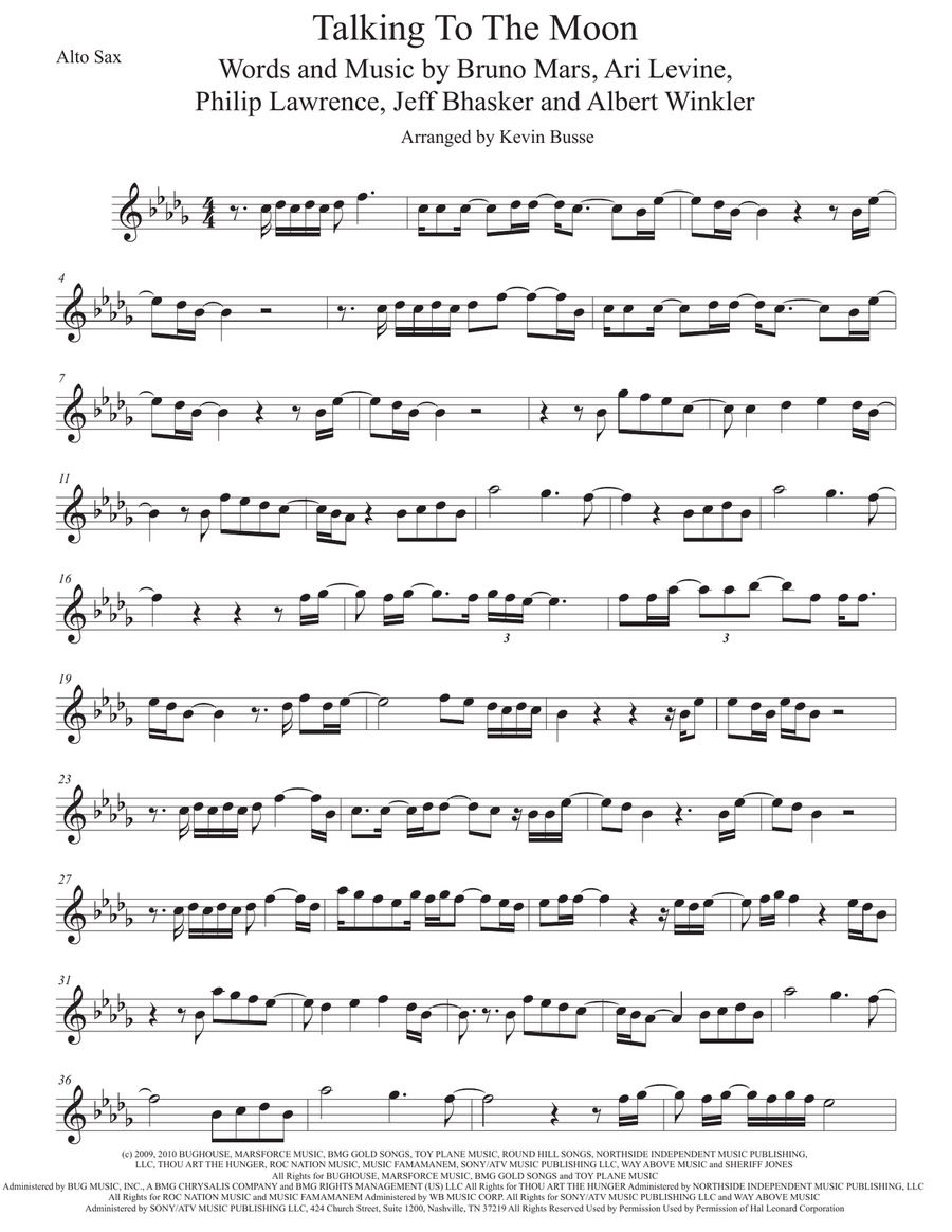 Talking To The Moon Talking To The Moon Alto Saxophone scores gallery preview page 1