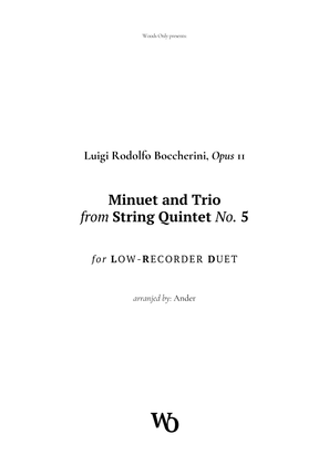 Minuet by Boccherini for Low Recorder Duet