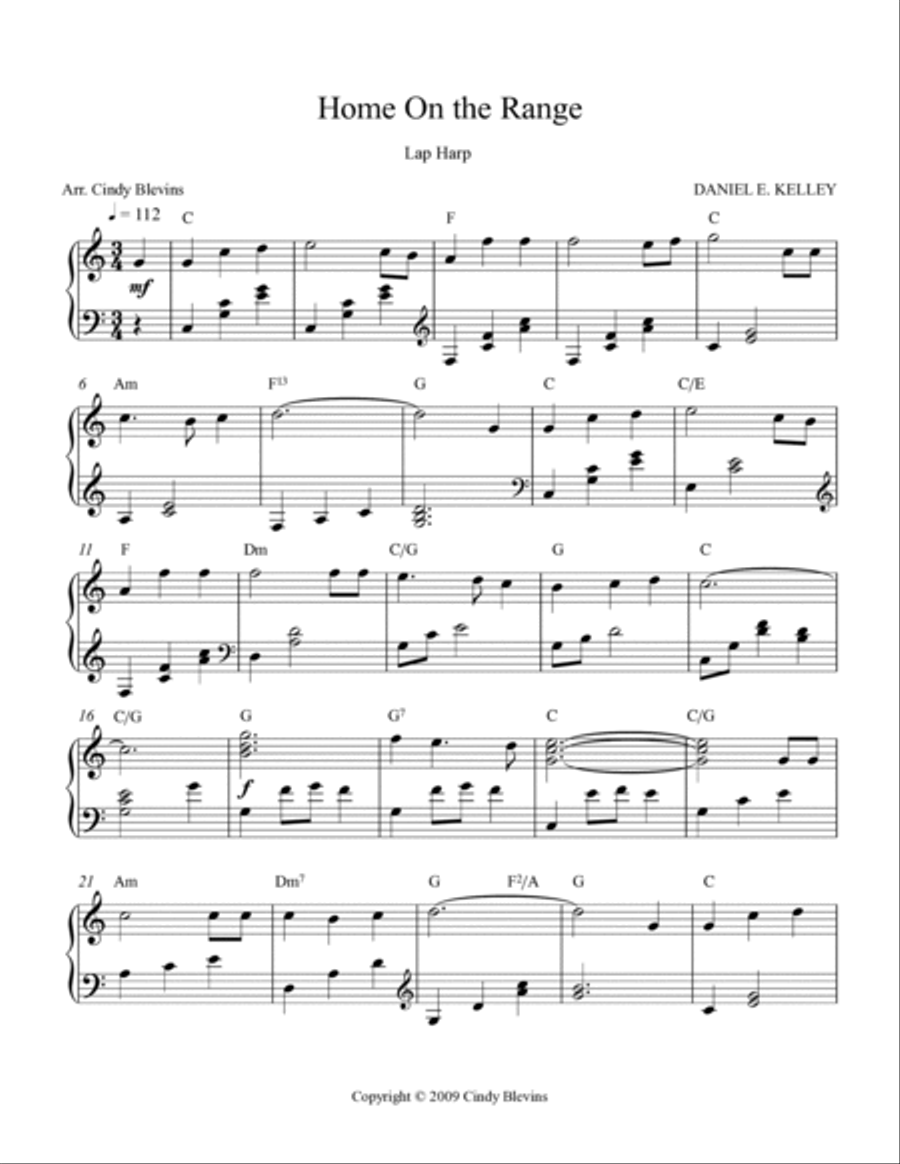 Home On the Range, for Lap Harp Solo Lap Harp scores gallery preview page 2