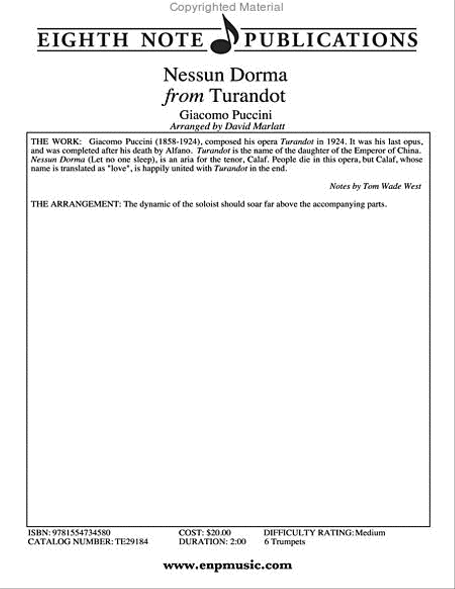 Nessun Dorma (from Turnadot) Small Ensemble scores gallery preview page 2