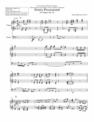 Festive Processional for Organ, Op. 39 (2017)