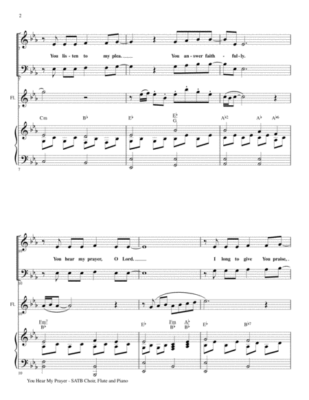 YOU HEAR MY PRAYER (SATB Choir, Flute and Piano) image number null