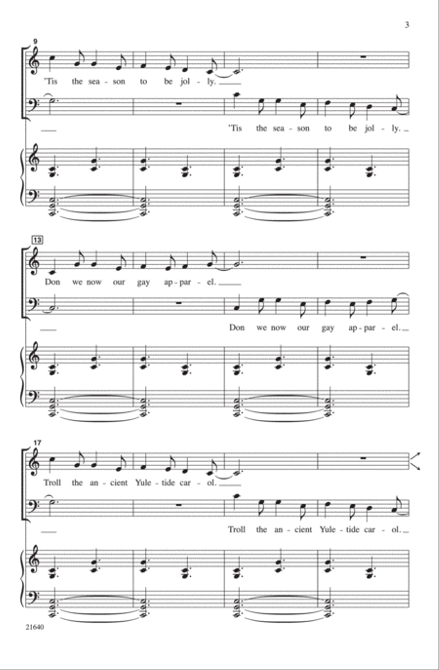 Antiphonal Deck the Hall Antiphonal Deck the Hall 3-Part scores gallery preview page 3