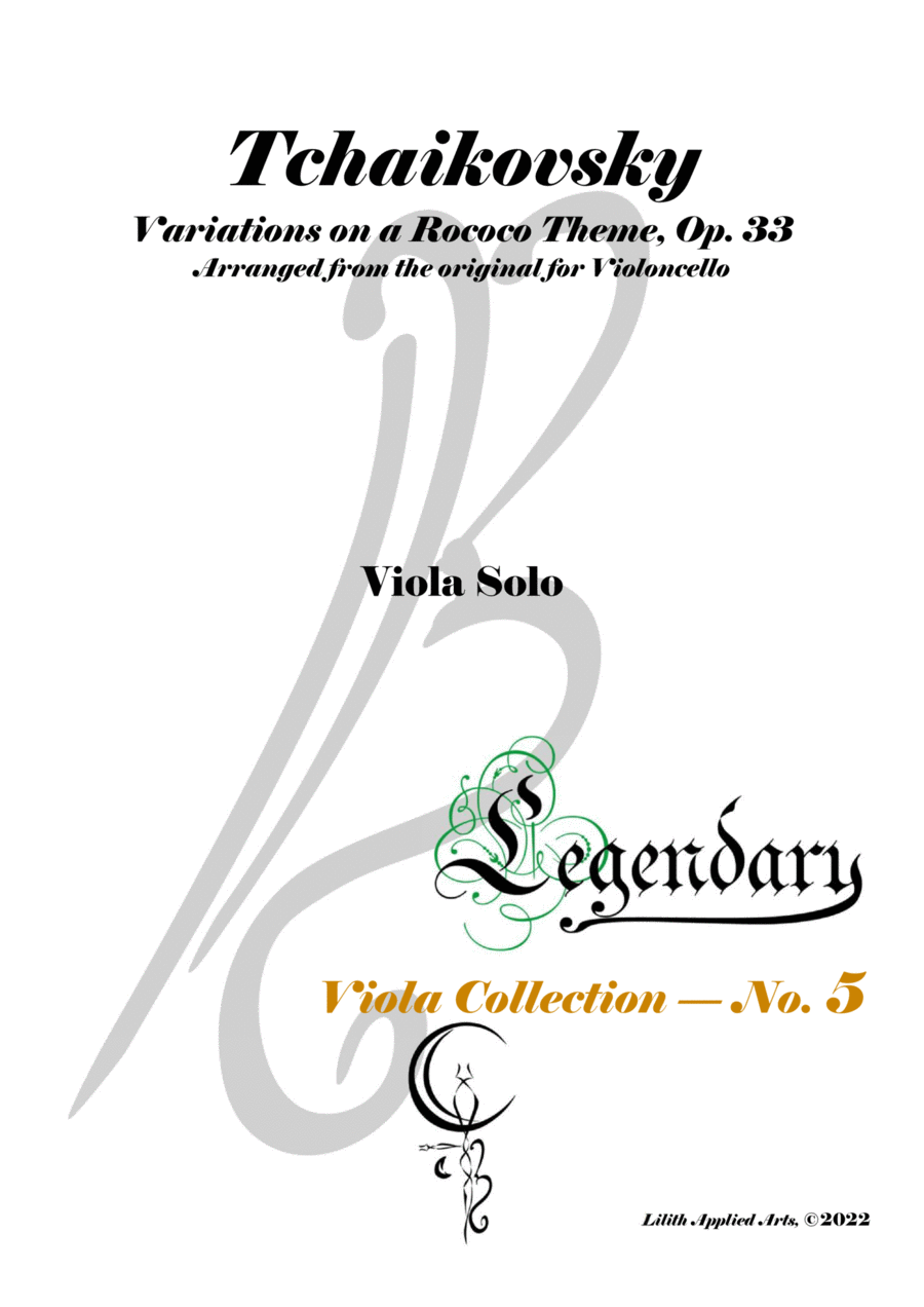 Tchaikovsky - Variations on a Rococo Theme, Op. 33 - Legendary Viola Collecton - No. 5 Viola Solo scores gallery preview page 1