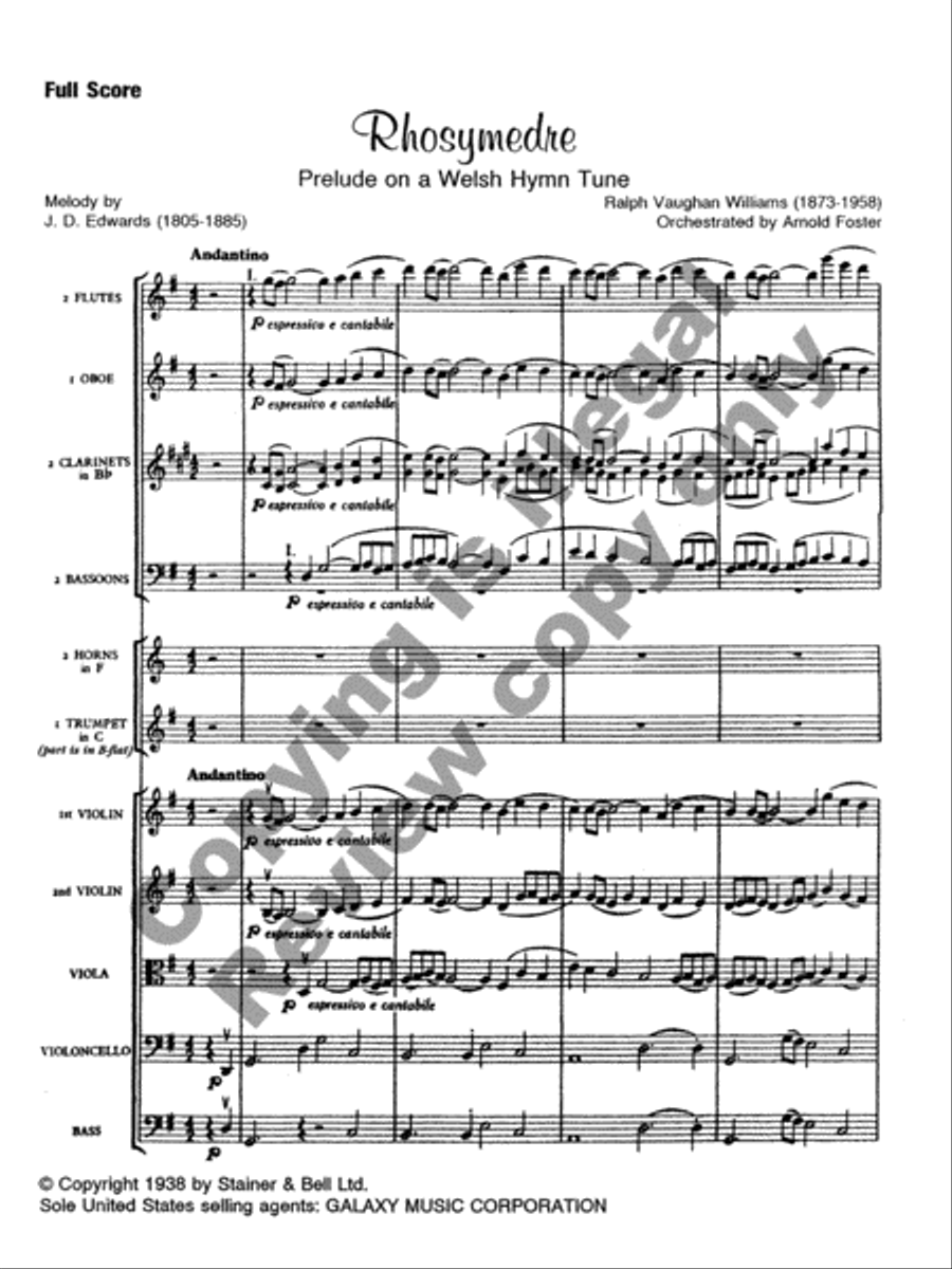 Rhosymedre, Prelude On a Welsh Hymn Tune (Orchestra Set & Score) Full Orchestra scores gallery preview page 3