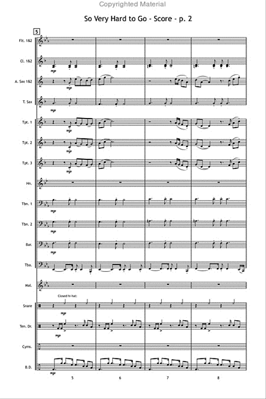 So Very Hard to Go So Very Hard to Go Marching Band scores gallery preview page 3