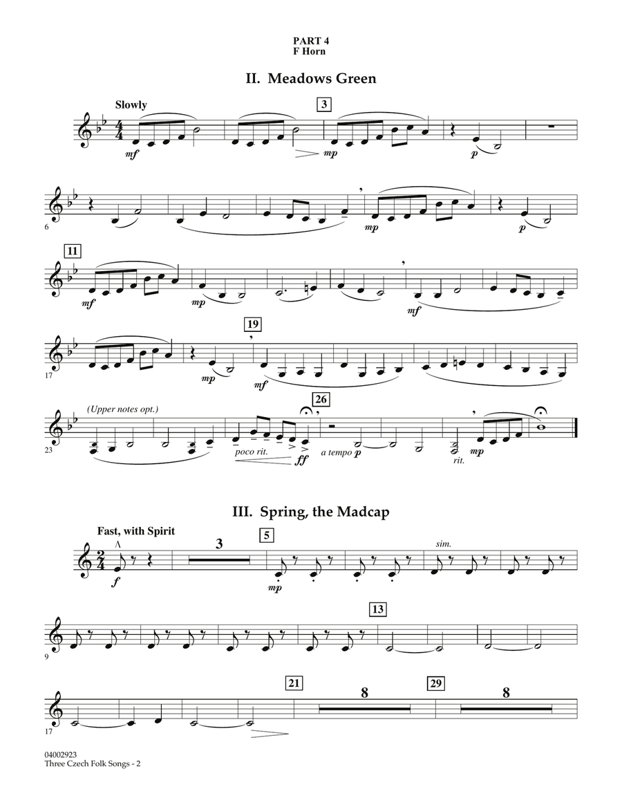 Three Czech Folk Songs - Pt.4 - F Horn Concert Band scores gallery preview page 2