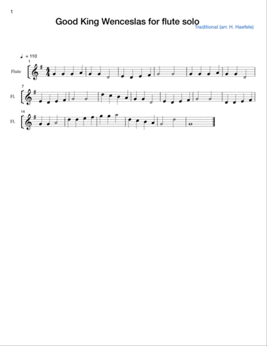 Holiday Songs for Solo Flute