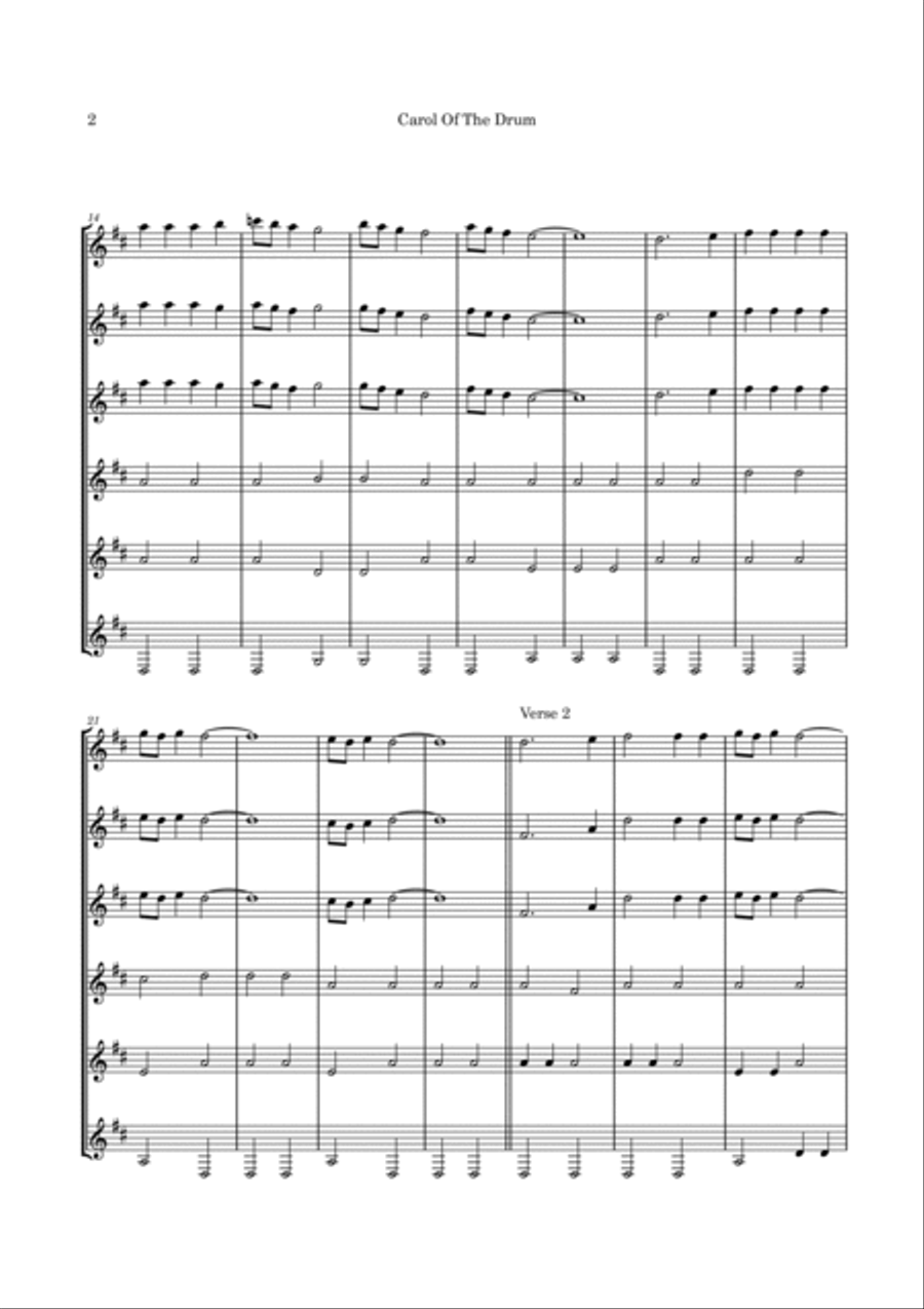 Carol Of The Drum Guitar Ensemble scores gallery preview page 5