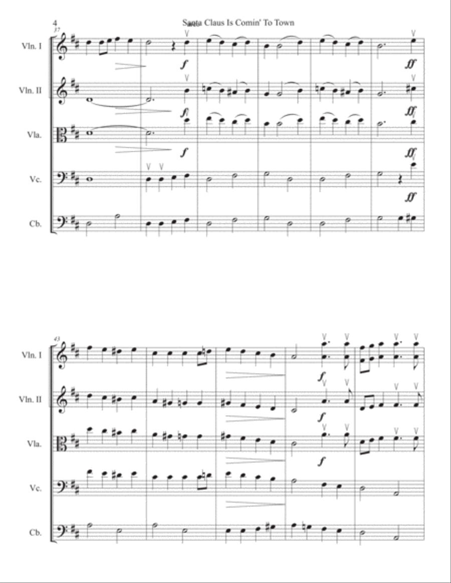 Santa Claus Is Comin' To Town String Quartet scores gallery preview page 4