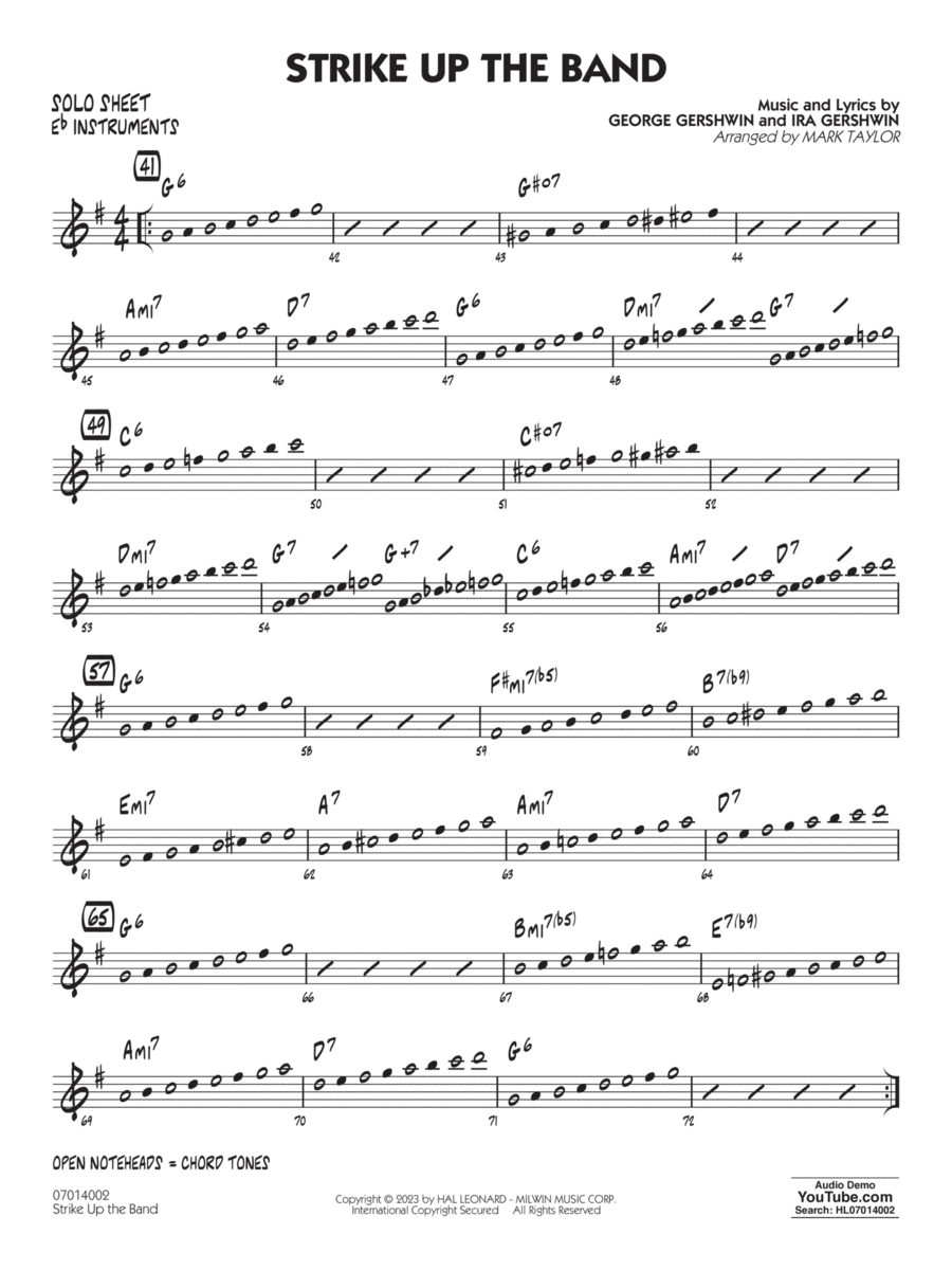 Strike Up the Band (arr. Mark Taylor) - Eb Solo Sheet Jazz Ensemble scores gallery preview page 1