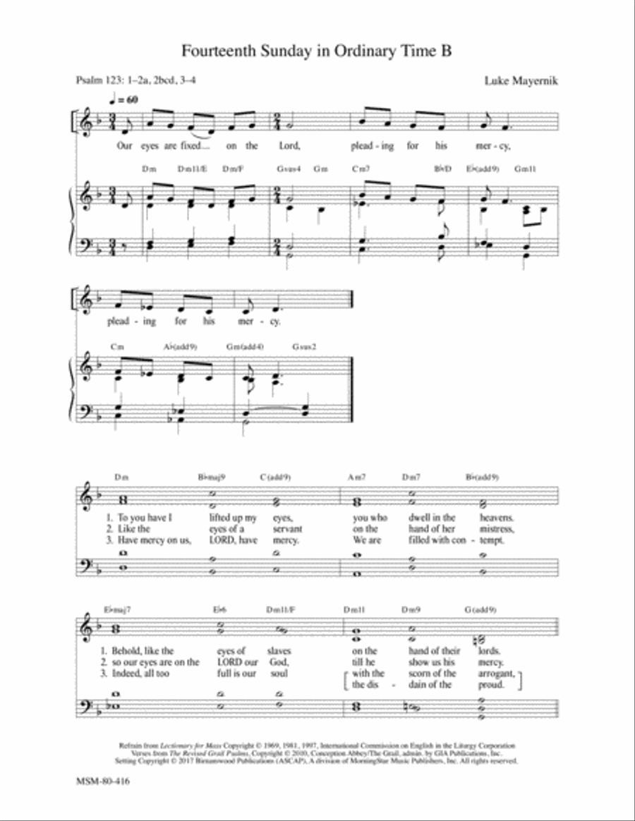 Fourteenth Sunday in Ordinary Time B 4-Part scores gallery preview page 1