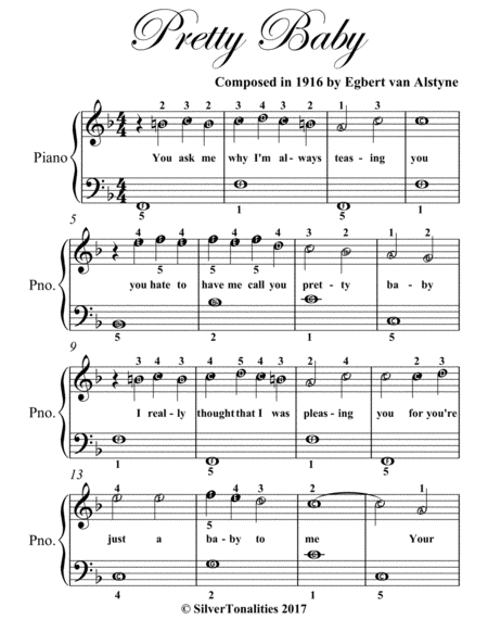 Pretty Baby Easiest Piano Sheet Music PDF