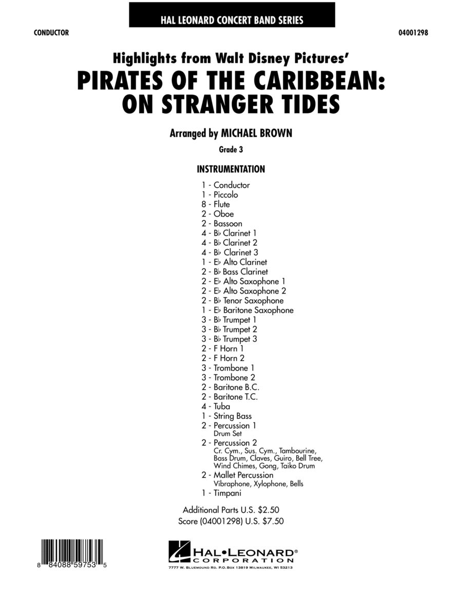 Highlights from Pirates Of The Caribbean: On Stranger Tides - Full Score Concert Band scores gallery preview page 1