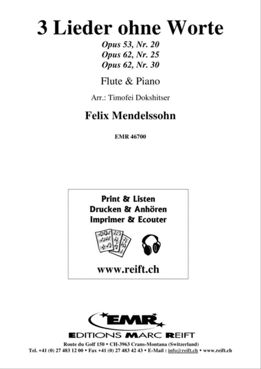 3 Lieder ohne Worte Flute Solo scores gallery preview page 1
