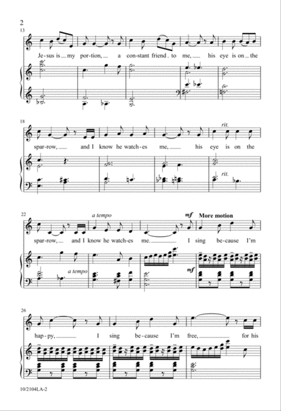 His Eye is on the Sparrow 2-Part scores gallery preview page 2