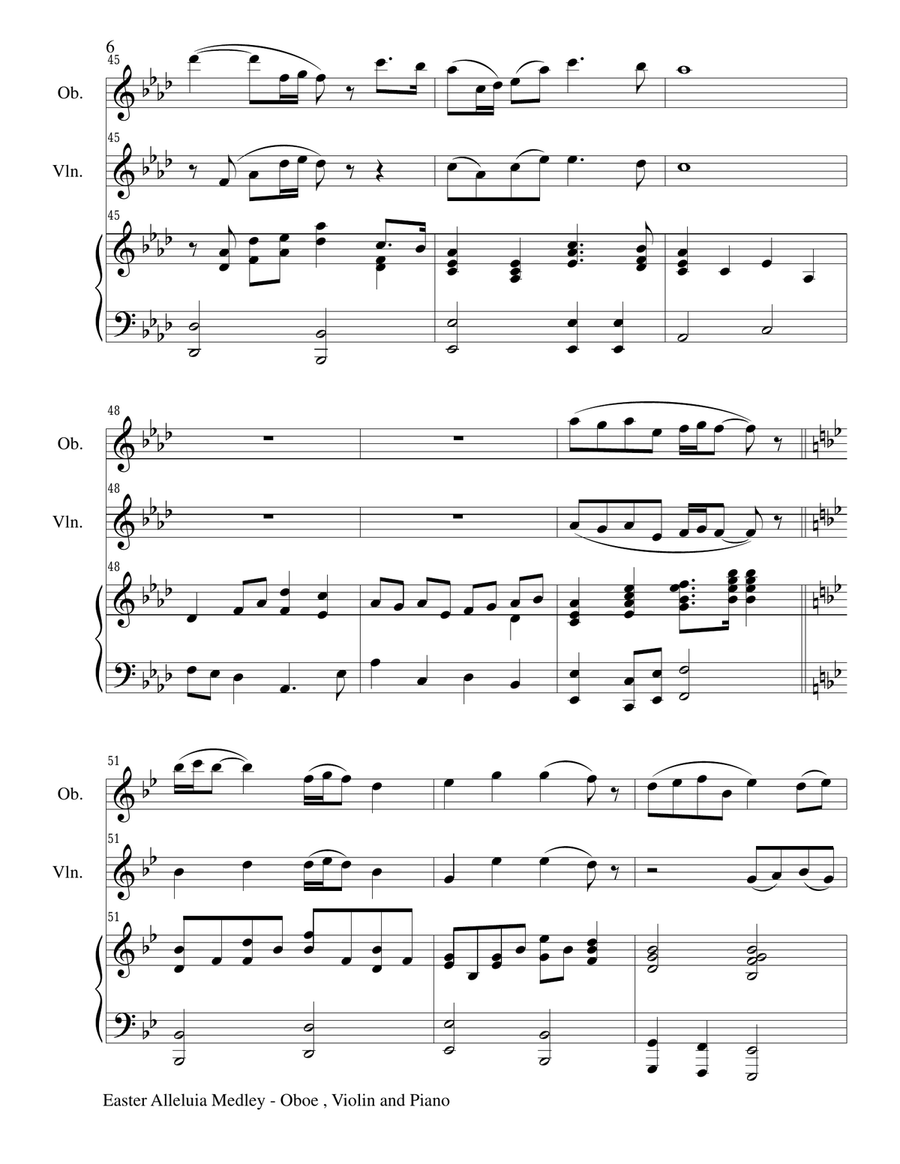 EASTER ALLELUIA MEDLEY (Trio – Oboe, Violin/Piano) Score and Parts Small Ensemble scores gallery preview page 6