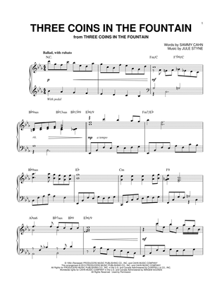 Book cover for Three Coins In The Fountain [Jazz version] (arr. Brent Edstrom)