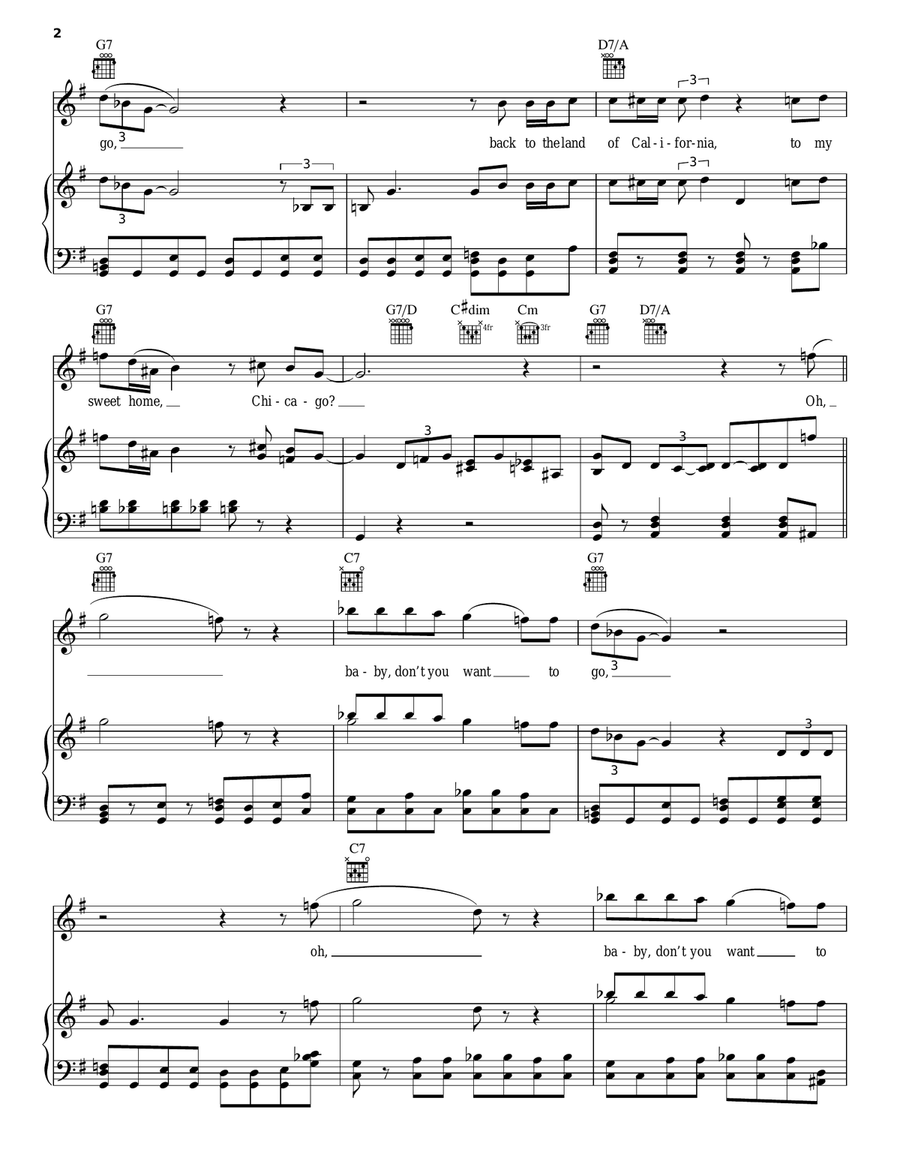 Sweet Home Chicago Piano, Vocal, Guitar scores gallery preview page 2