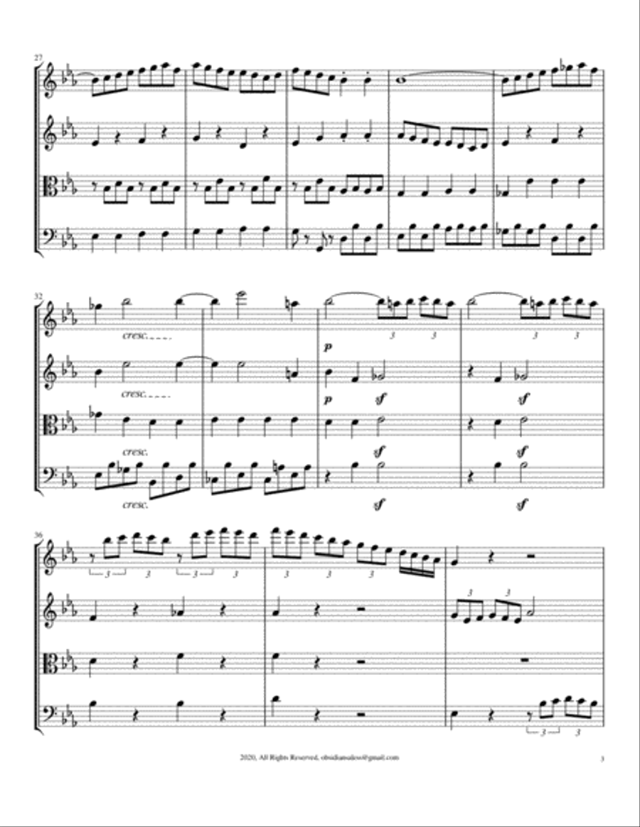Beethoven: 'Pathetique' Sonata no.8, Rondo Allegro, for String Quartet String Quartet scores gallery preview page 5