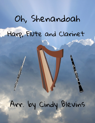 Book cover for Oh, Shenandoah, for Harp, Flute and Clarinet