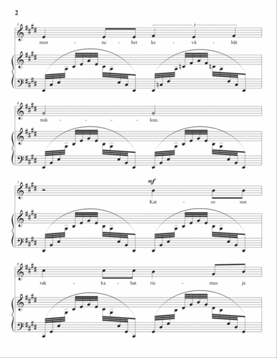 KUULA: Epilogi, Op. 6 no. 2 (transposed to E major) Voice scores gallery preview page 3