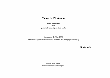 Concerto d'Automne (score)