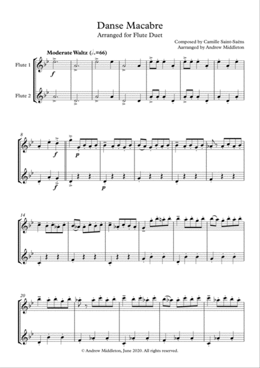 Danse Macabre arranged for Flute Duet Flute Duet scores gallery preview page 3