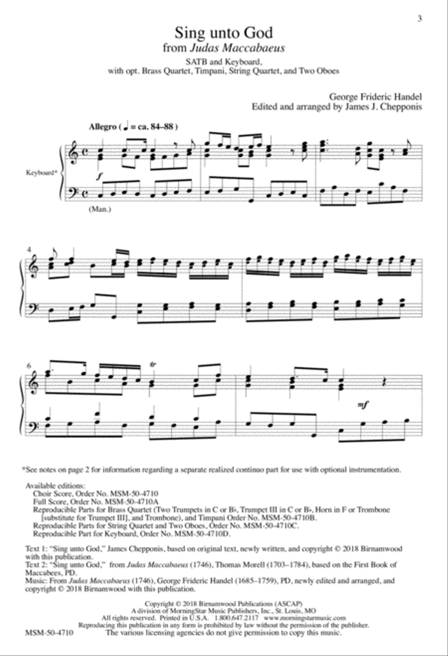 Sing unto God from Judas Maccabaeus 4-Part scores gallery preview page 2