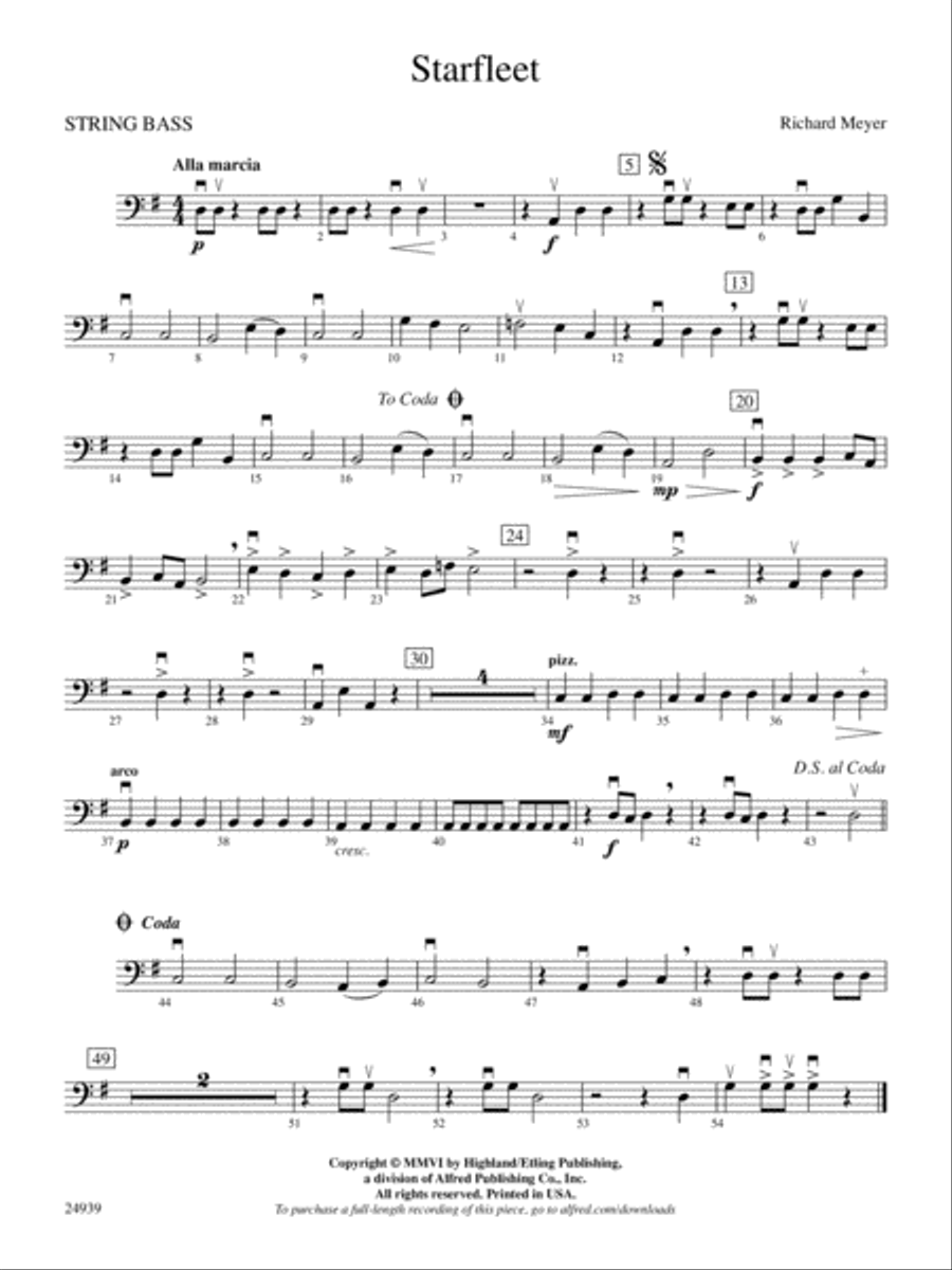 Starfleet: String Bass String Orchestra scores gallery preview page 1