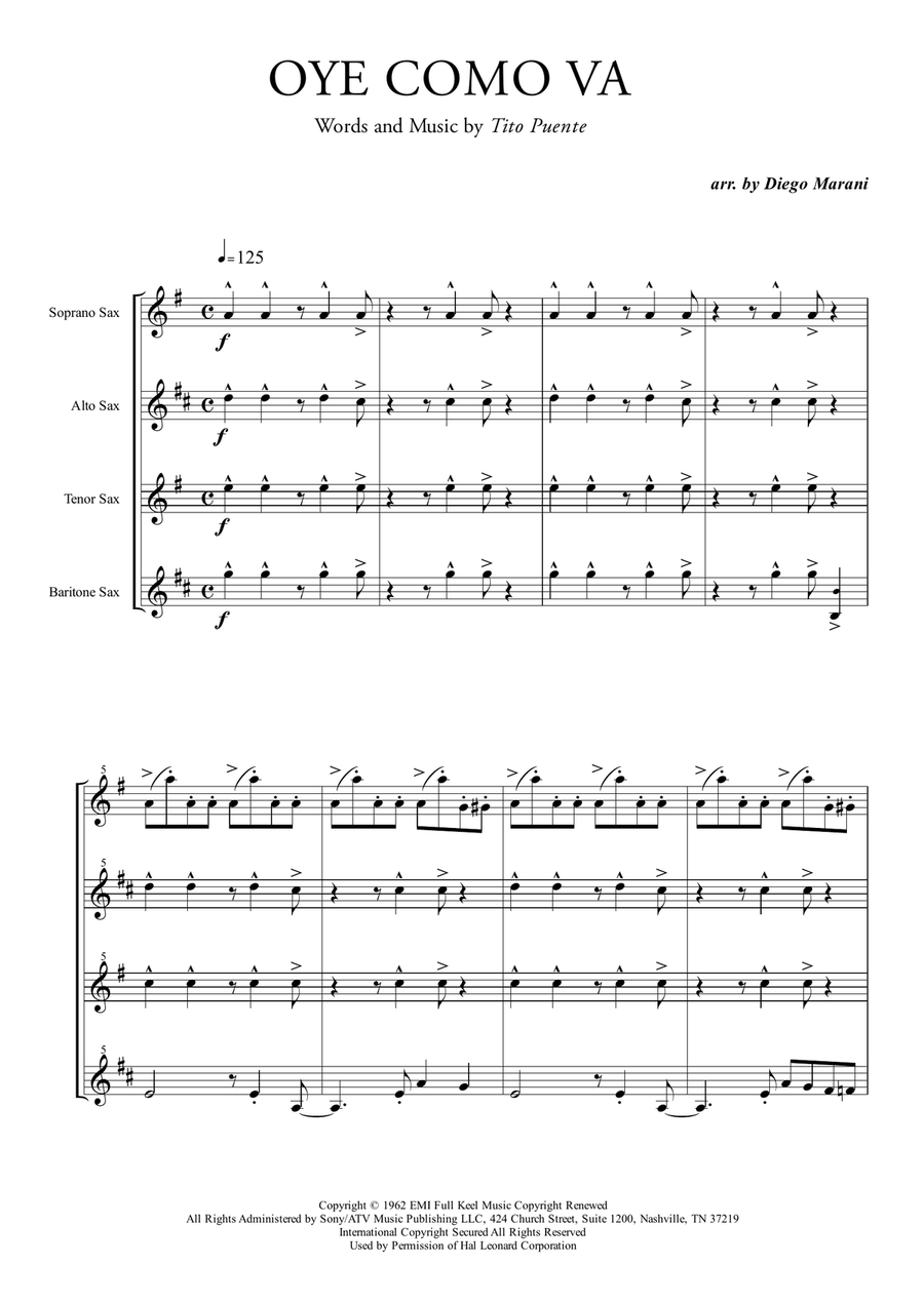 Oye Como Va Woodwind Quartet scores gallery preview page 2