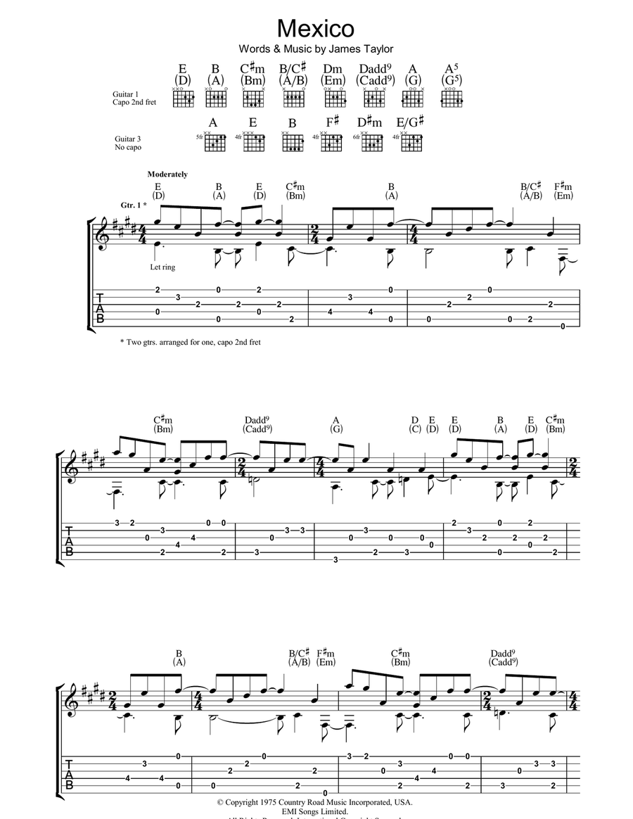 Mexico Mexico Guitar Tablature scores gallery preview page 1