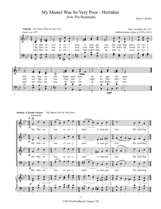 My Master Was So Very Poor (Herrnhut) - Anthem - Chorale Variant