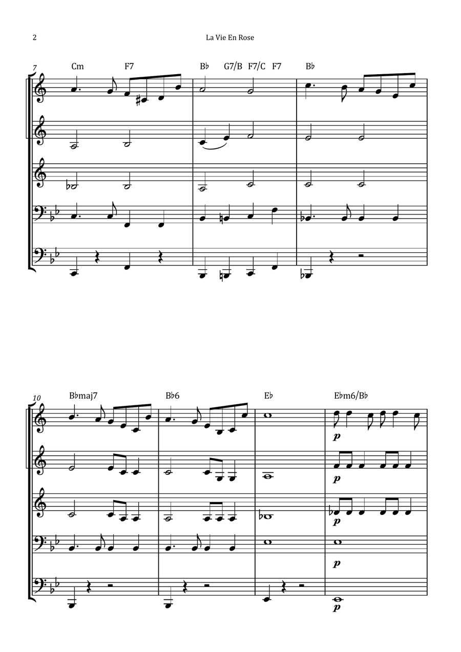 La Vie En Rose by Edith Piaf Brass Quintet - Digital Sheet Music page 2