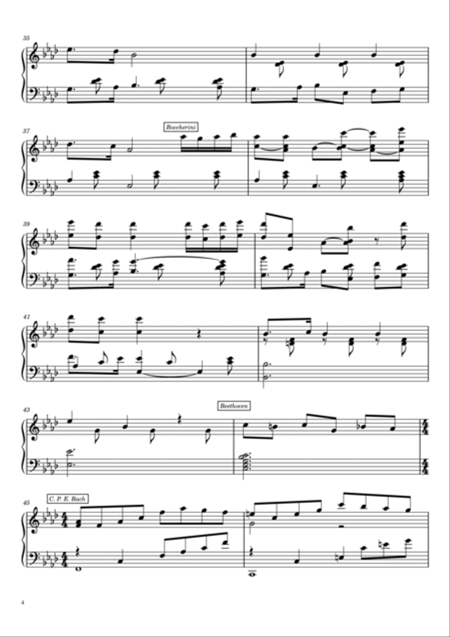 Classical Music Mashup - Variation For Piano Solo - Beethoven,Chopin,Bach,Mozart...... Piano Solo scores gallery preview page 4