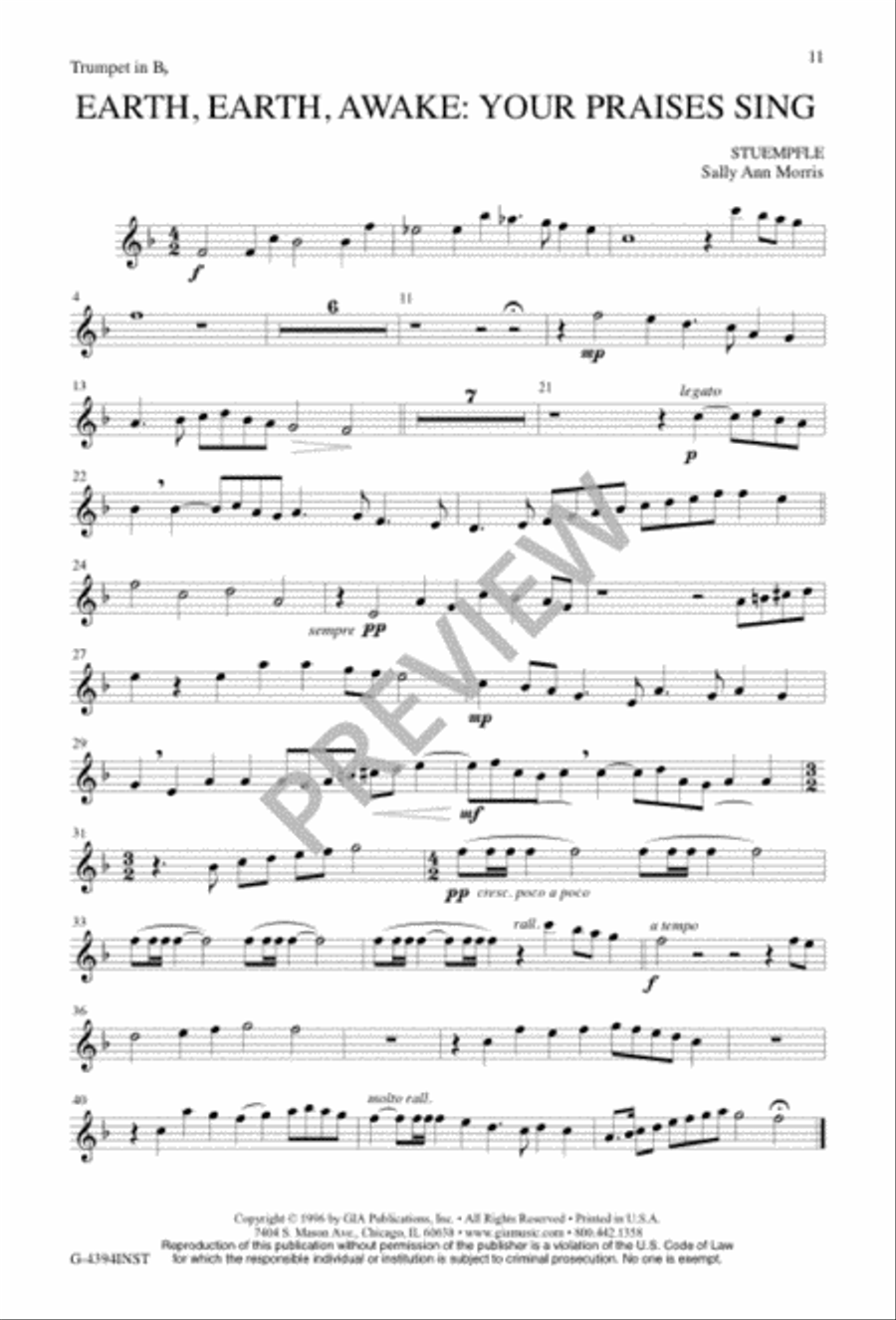 Earth, Earth, Awake: Your Praises Sing 4-Part scores gallery preview page 10