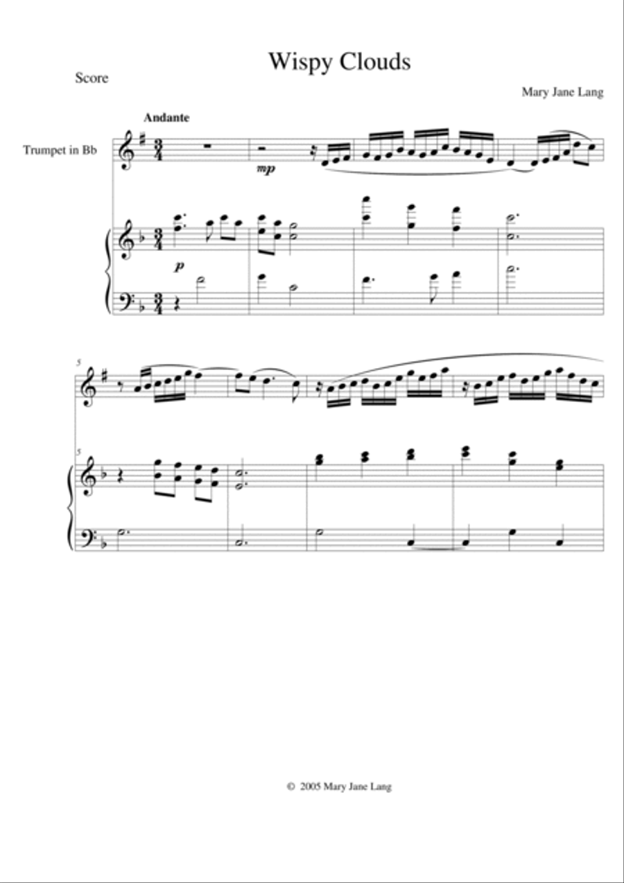 Wispy Clouds for Trumpet and Piano Trumpet Solo scores gallery preview page 4
