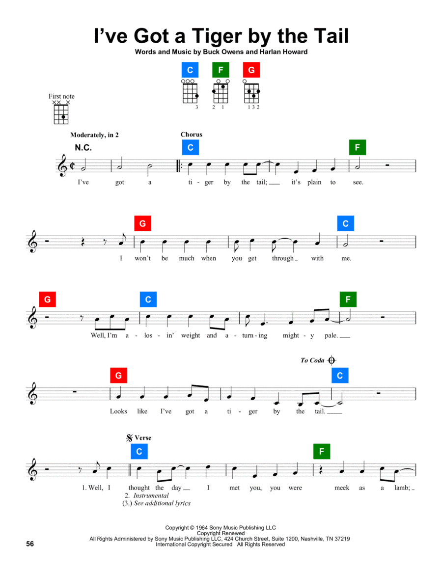 I've Got A Tiger By The Tail Ukulele scores gallery preview page 1