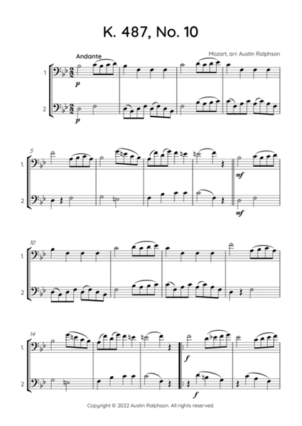 Mozart K. 487 No. 10 - trombone duet / euphonium duet image number null