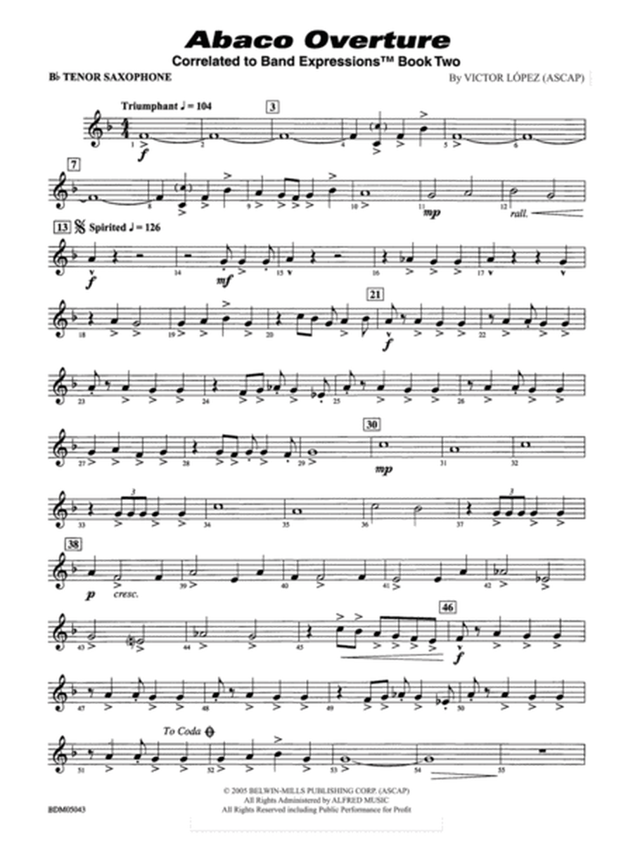 Abaco Overture: B-flat Tenor Saxophone